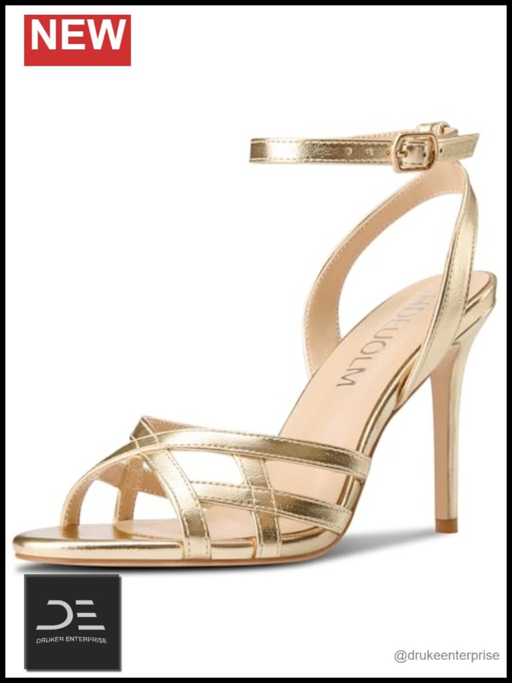 Women's Stiletto High Heel Round Toe Strappy Slingback Ankle Strap Sandals
